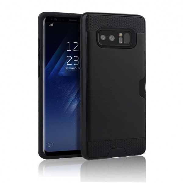 Wholesale Galaxy Note 8 Credit Card Armor Hybrid Case (Black)